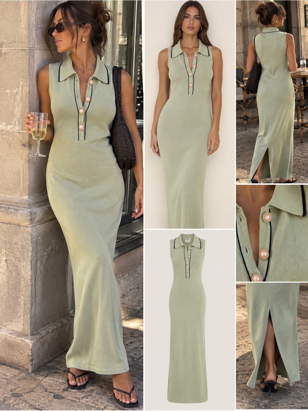 Alexia Admor Polo Myah Sleeveless Collared Midi Ribbed Knit Dress